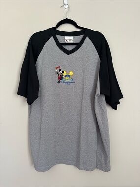 Disney World Mickey Mouse Raglan Tee XL Disney Parks Embroidered NWOT Baseball T
